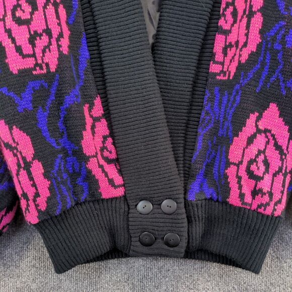 Changing Scene Women's Shawl Collar Cardigan Sweater Jacket Medium Multi Floral - Picture 4 of 12